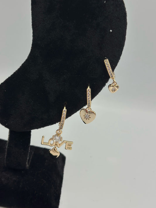 Love Yazı Detay Premium Set Küpe