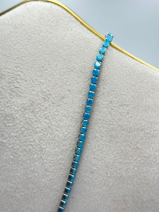 Mavi Taş Detaylı Çelik Suolu Kolye