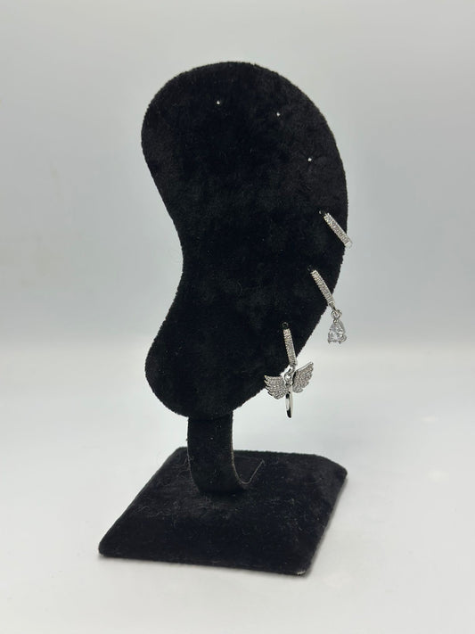 Melek Detay Set Küpe (Çelik)