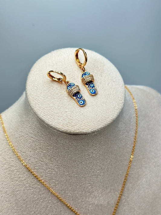 Nazar Boncuk Detay Terlik Çelik Set Takı