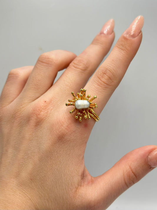 Opal Doğal Taş Gold Yüzük