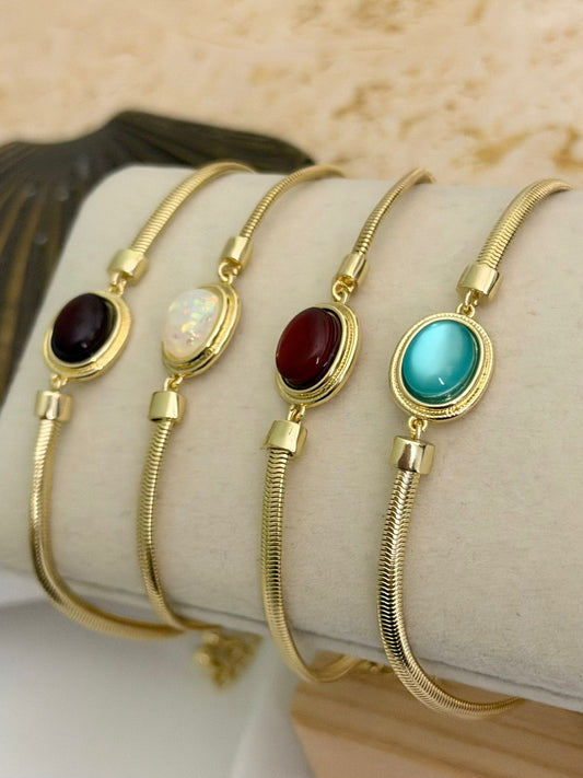 Opal Taş Detay Çelik Bileklik