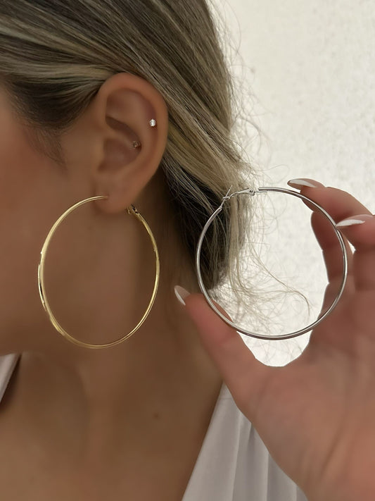 Orta Boy Pirinç Kaplama Halka Küpe