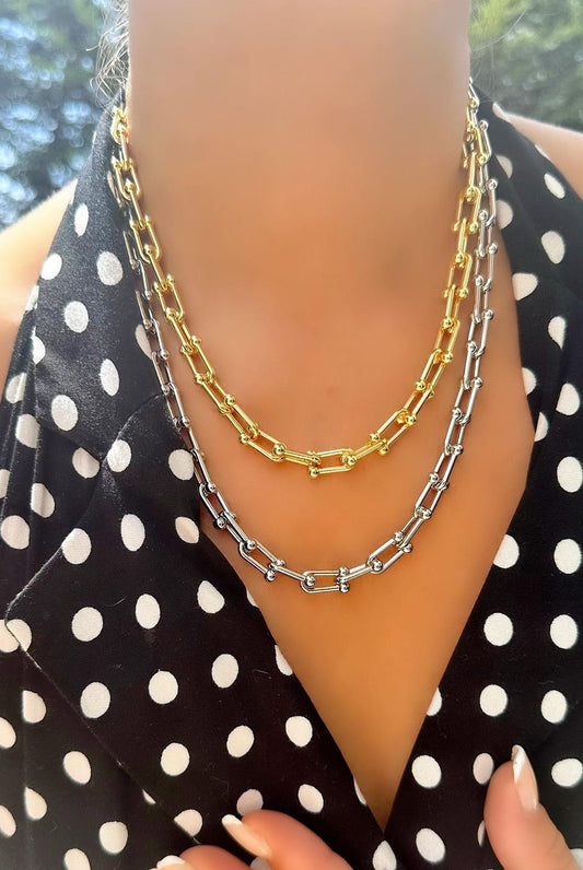 Özel Seri Geçmeli Zincir Detaylı Çelik Kolye