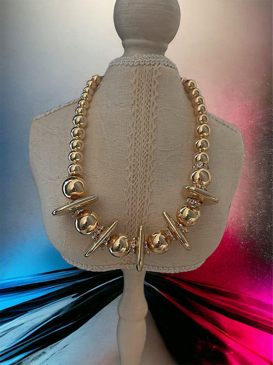 Özel Seri Topçuk ve Kare Plaka Detaylı Kolye (50cm)Pirinç Kaplama