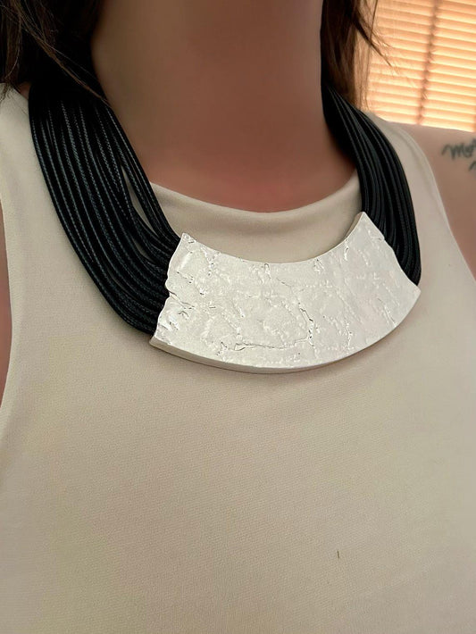 Paraşüt İp Tasarım Çoklu Deride Plaka Kolye (45 Cm)