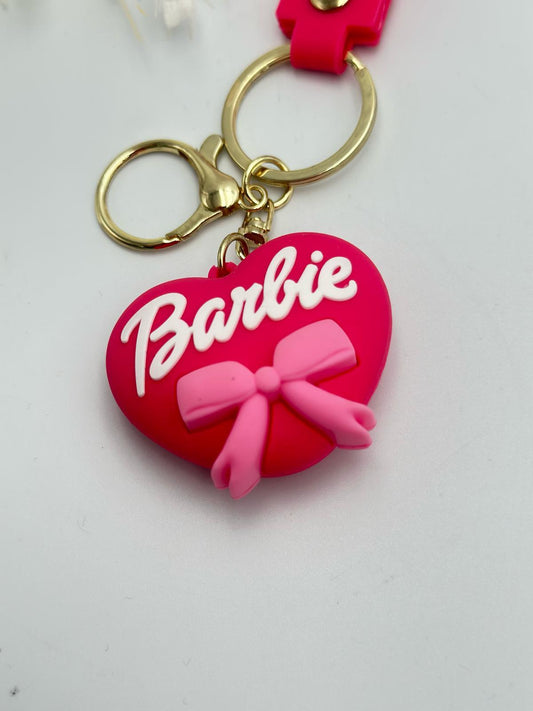 Pembe Fiyonk Detaylı Kalp Barbiee Anahtarlık