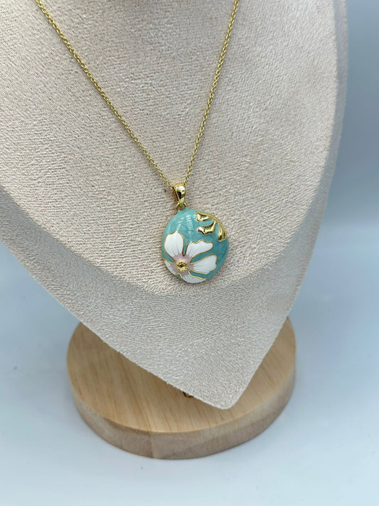 Porselen Kaplama Çiçek Set Takı (Çelik)