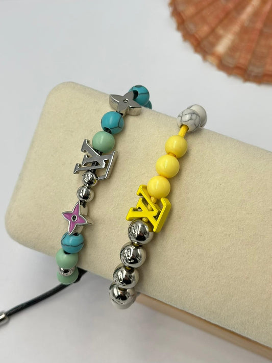 Renkli Doğal Taş Detay Ayarlanabilir Bileklik