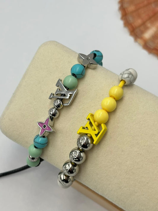 Renkli Doğal Taş Detay Ayarlanabilir Bileklik