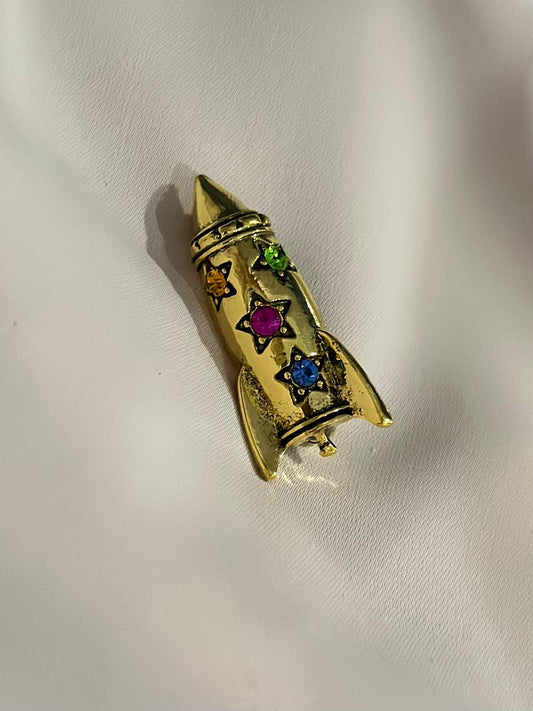 Renkli Yıldız Detay Roket Broş