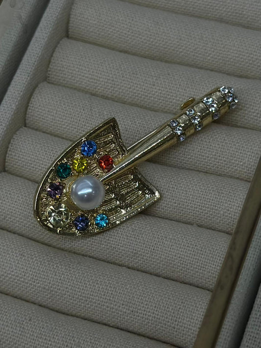 Renkli Zirkon Taş Ve İnci Detaylı Kürek Broş