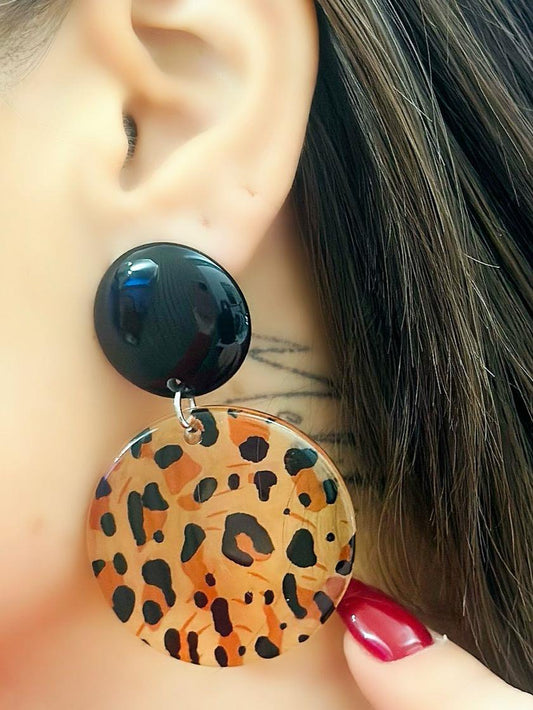 Sallantılı Yuvarlak Leopar Küpe