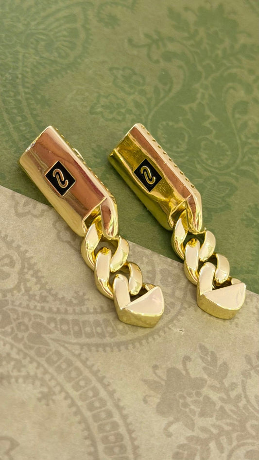 Sallantılı Zincir Küpe (Pirinç Kaplama)