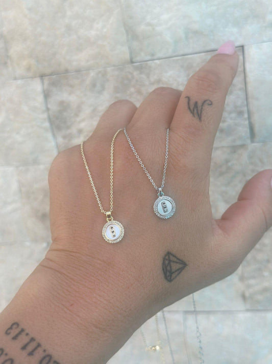 Sedef Taş Ve Zirkon Taş Çelik Daire Kolye