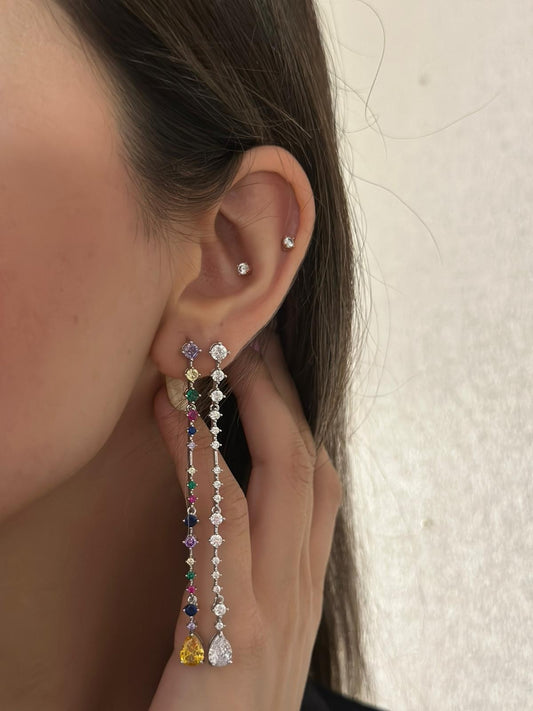 Sıralı Damla Detaylı Uzun Premium Küpe