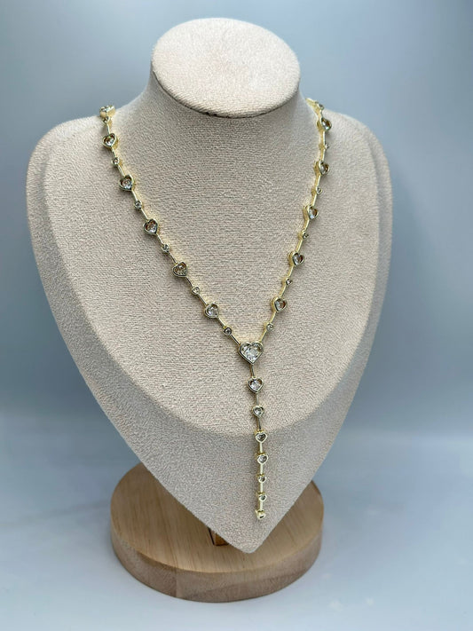 Sıralı Kalp Detay Y Kolye (Çelik)