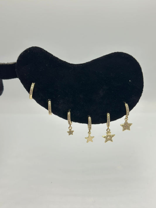 Sıralı Yıldız Set Küpe (Çelik)