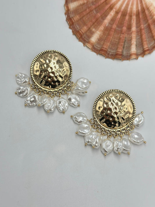 Tel Detay Çiçek Küpe (Pirinç Kaplama)