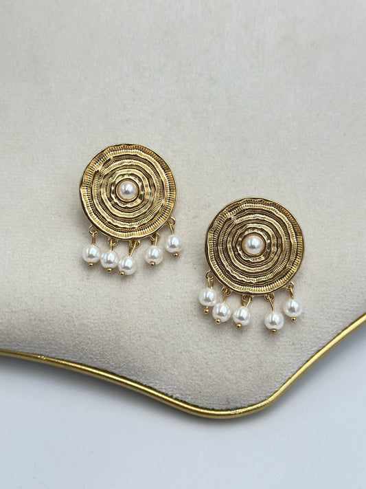 Tırtık Plaka Ve İnci Detay Premium Küpe