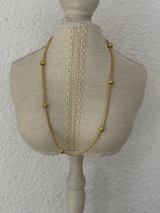 Topçuk Detaylı Çelik Gold Kolye