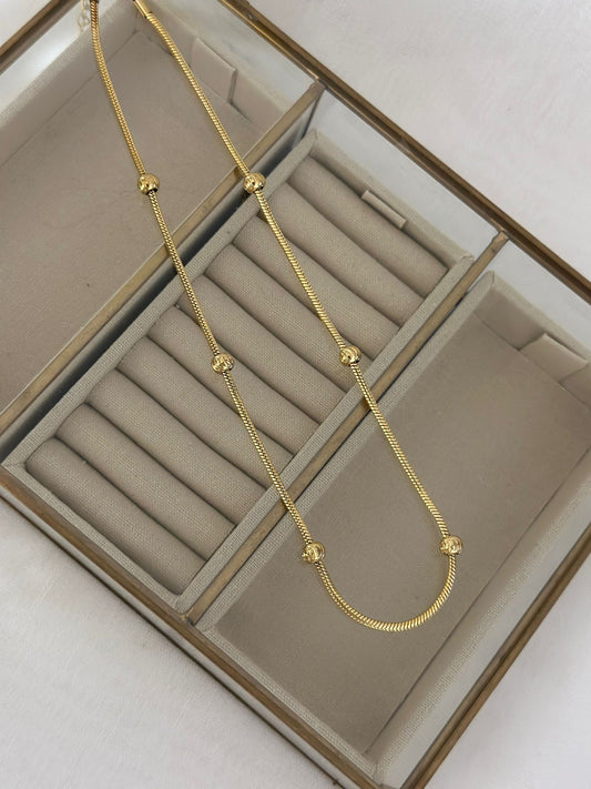Topçuk Detaylı Çelik Gold Kolye