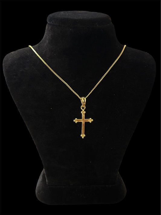 Topçuk Detaylı Plaka Çelik Haç Kolye