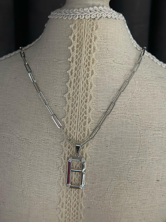 Unısex Çelik Dikdörtgen Kolye