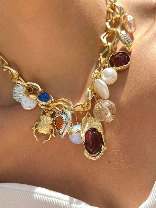 Vintage Ve İnci Charm Detay Kolye