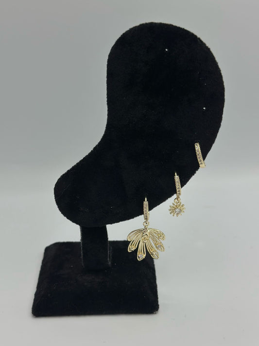 Yıldız Ve Güneş Detay Set Küpe