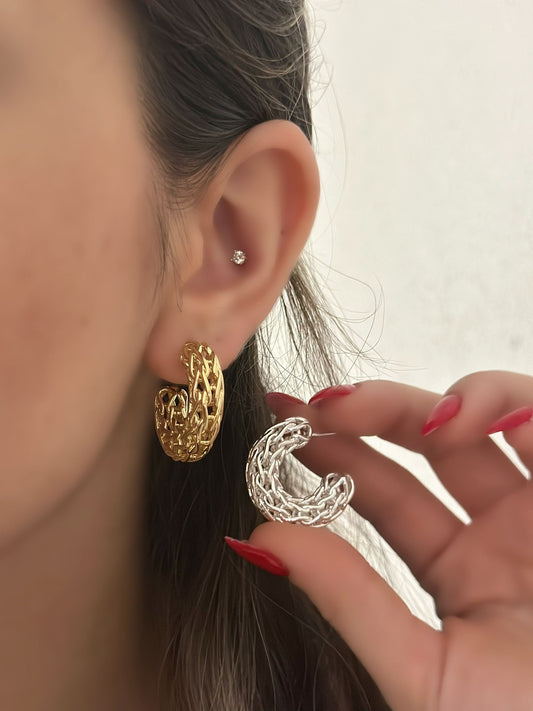 Zincir Detay Halka Küpe (Çelik)