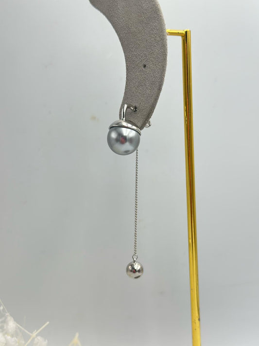 Zincir Ve Topçuk Detay Sallantılı Küpe (Gümüş Kaplama)