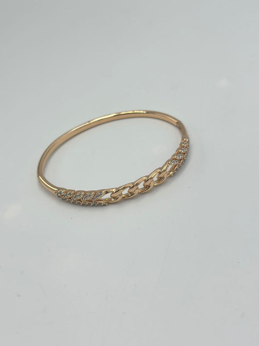 Zincir Ve Zirkon Taş Rose Kelepçe (Çelik)