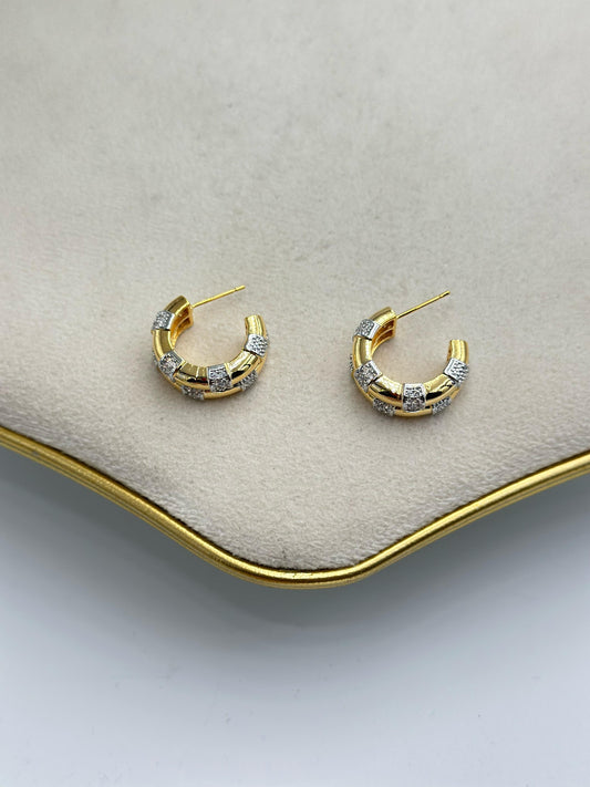 Zirkon Taş Detay 2 Sıra Halka Küpe (Çelik)