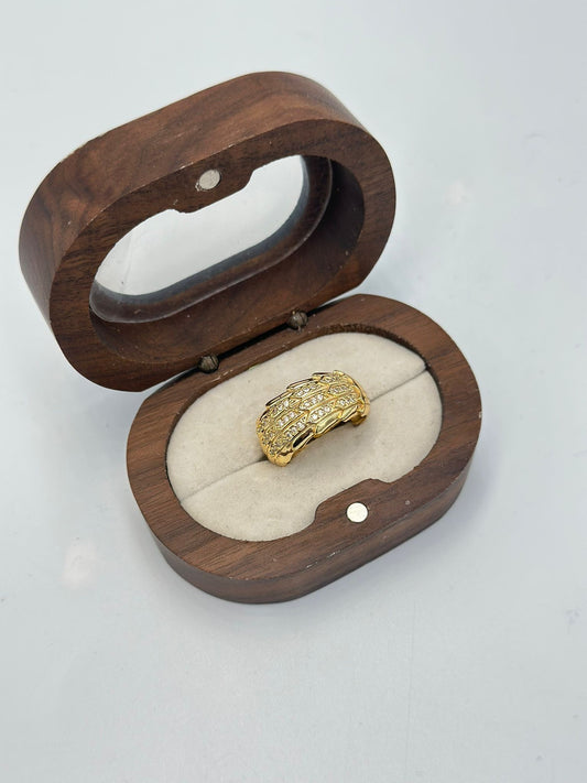 Zirkon Taş Detay Alyans Yüzük (Pirinç Kaplama)