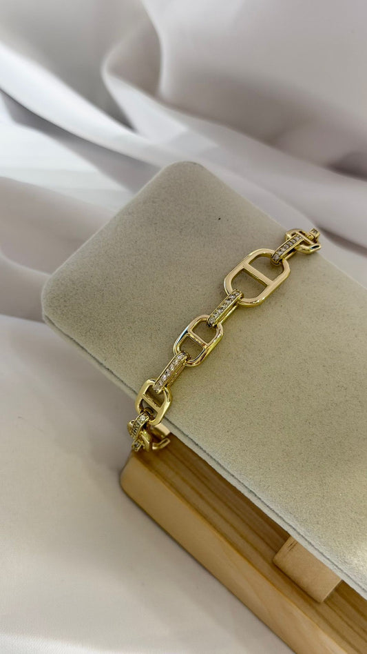 Zirkon Taş Detay Geometrik Çelik Bileklik