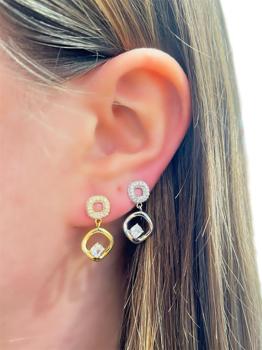 Zirkon Taş Detay Minimal Geometrik Küpe (Çelik)