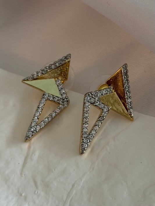 Zirkon Taş Detay Origami Küpe (Çelik)