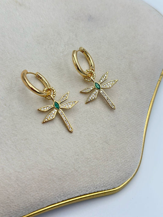 Zirkon Taş Detay Sallantılı Yusufçuk Küpe (Çelik)