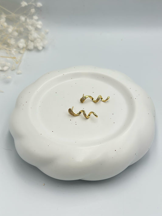 Zirkon Taş Detay Sarmal Minimal Küpe (Çelik)