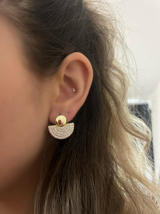 Zirkon Taş Detay Yelpaze Çelik Küpe