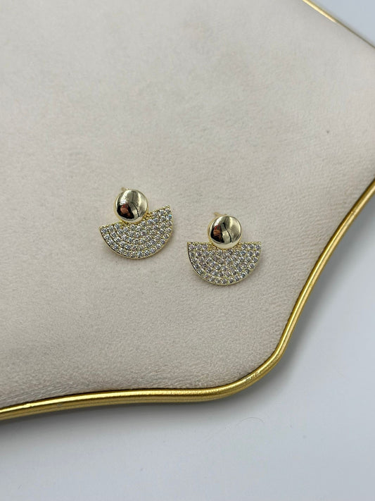 Zirkon Taş Detay Yelpaze Çelik Küpe