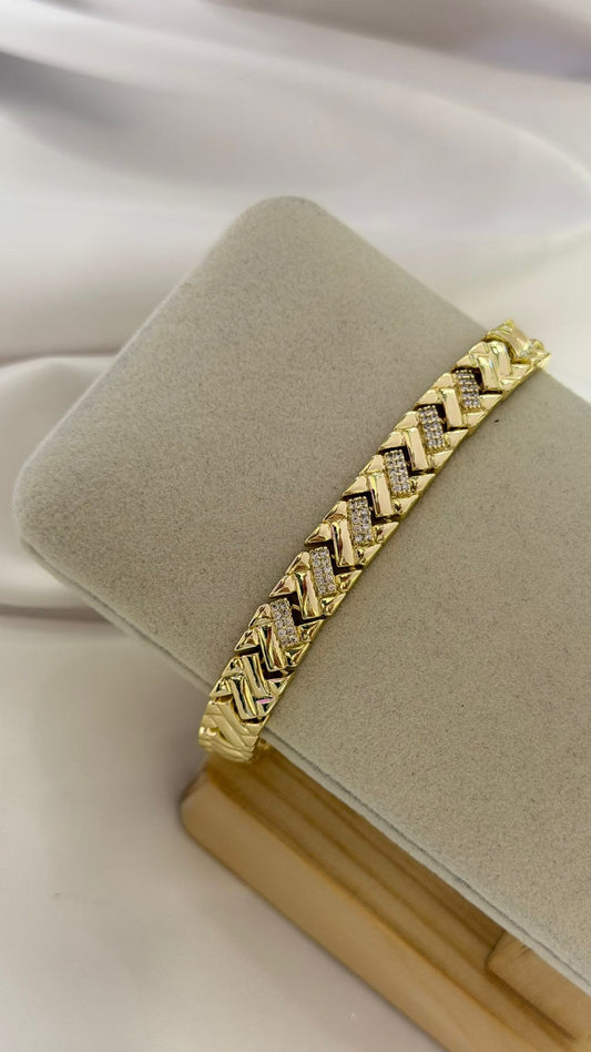 Zirkon Taş Detay Zik Zak Bileklik (Çelik)