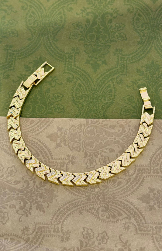 Zirkon Taş Detay Zik Zak Bileklik (Çelik)