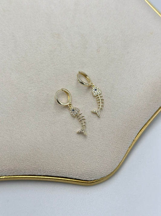 Zirkon Taş Detaylı Balık Premium Küpe