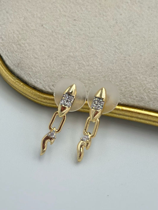 Zirkon Taş Detaylı Çelik Çivi Küpe