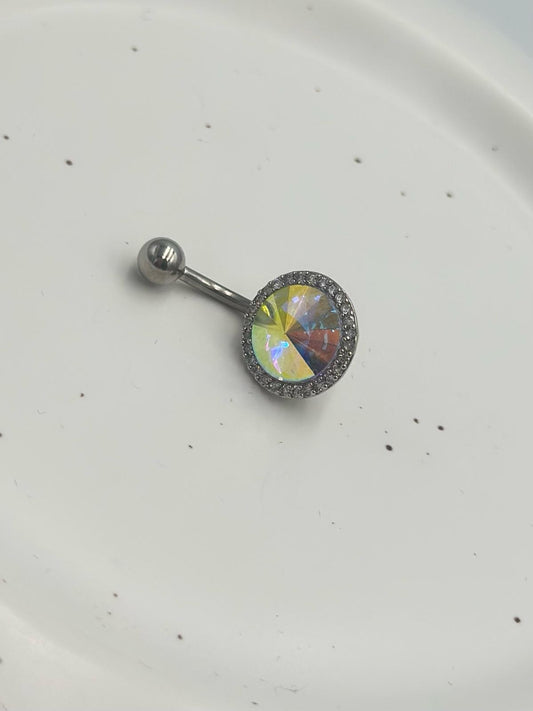 Zirkon Taş Detaylı Çelik Göbek Piercing