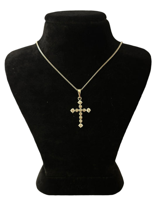 Zirkon Taş Detaylı Çelik Haç Kolye