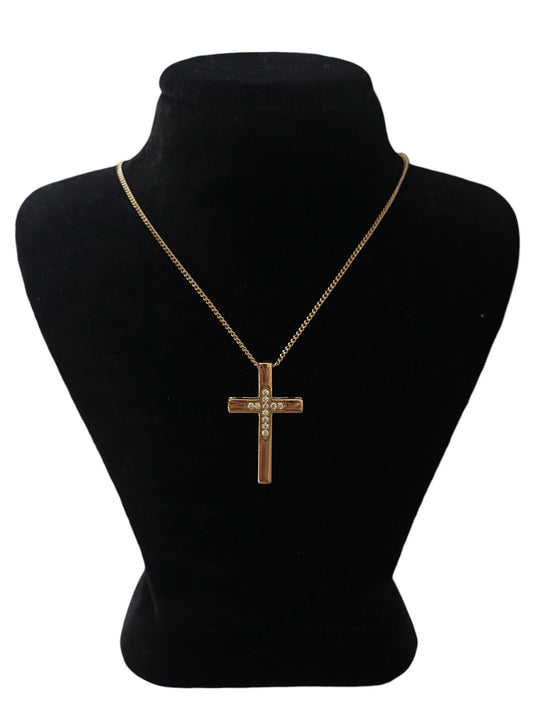 Zirkon Taş Detaylı Çelik Haç Kolye (Rose Gold)