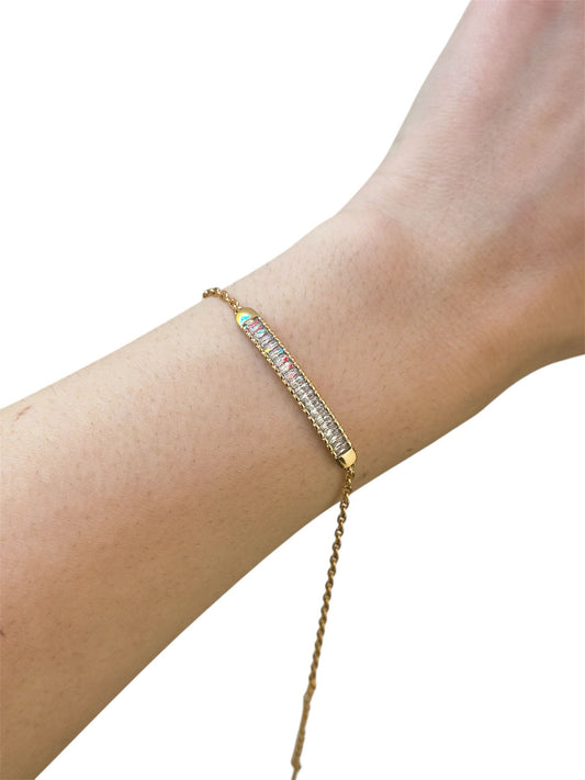 Zirkon Taş Detaylı Çelik Künye Bileklik (Unisex)